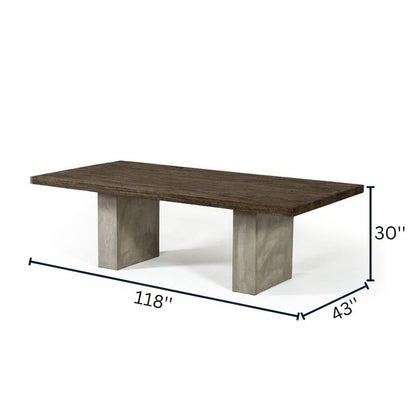 Concrete Dining Table With Oak Top, Modern Kitchen Table For 10 People