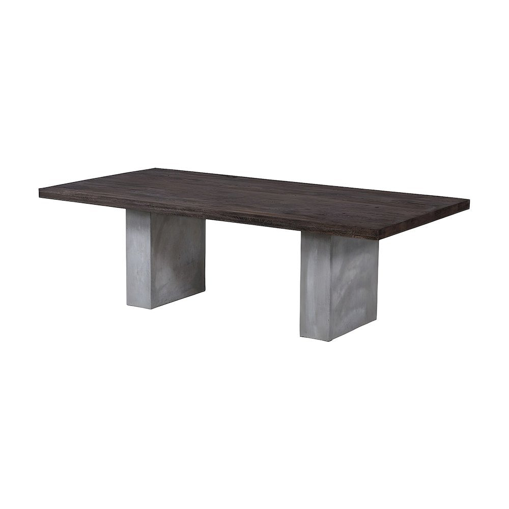 Oak and Concrete Rectangular Dining Table, Seats 8 to 10, 94 Inch