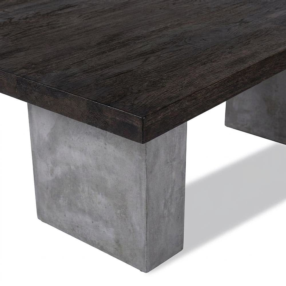 Oak and Concrete Rectangular Dining Table, Seats 8 to 10, 94 Inch