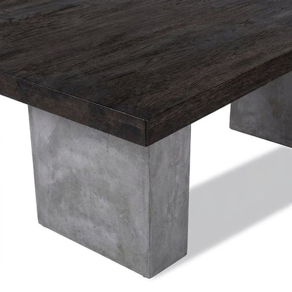 Oak and Concrete Rectangular Dining Table, Seats 8 to 10, 94 Inch