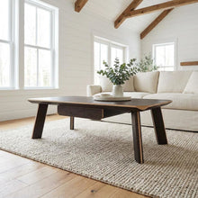 Brown Coffee Table with MDF and Steel Frame Modern Design Sturdy Surface