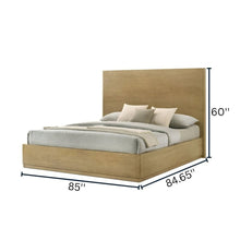 Oak Wood Eastern King Bed Frame, Modern Boho Bed Frame With Headboard