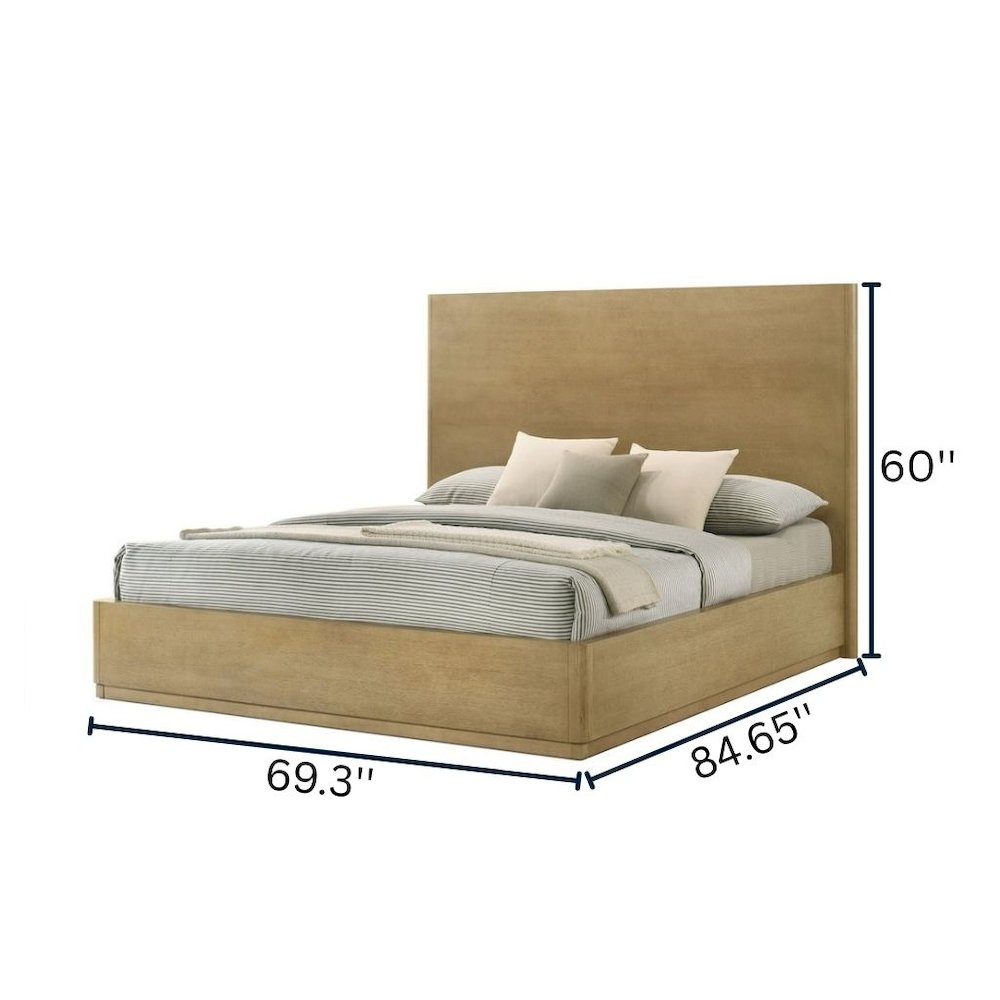 Solid Oak Queen Bed Frame, Wood Frame With Headboard In Modern Bed Design