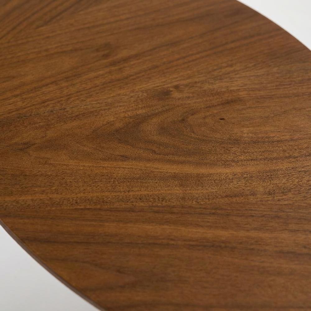 Walnut Veneer Round Dining Table with Rubberwood Pedestal, Seats 6