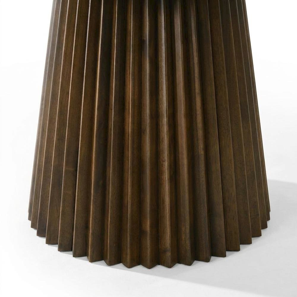 Crown Cut Veneer Square Dining Table with Sculpted Pedestal Base for Dining Room