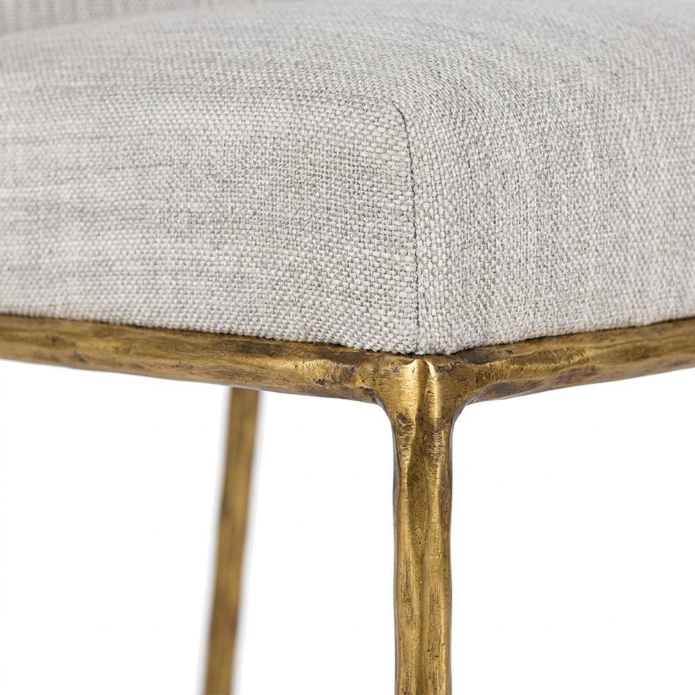 Fabric-Upholstered Counter Stool with Brass-Plated Steel Legs for Dining Room