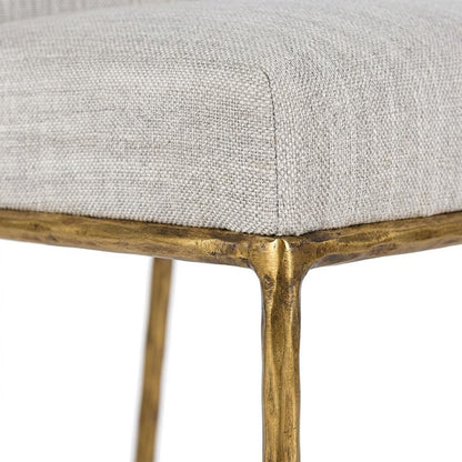 Fabric-Upholstered Counter Stool with Brass-Plated Steel Legs for Dining Room