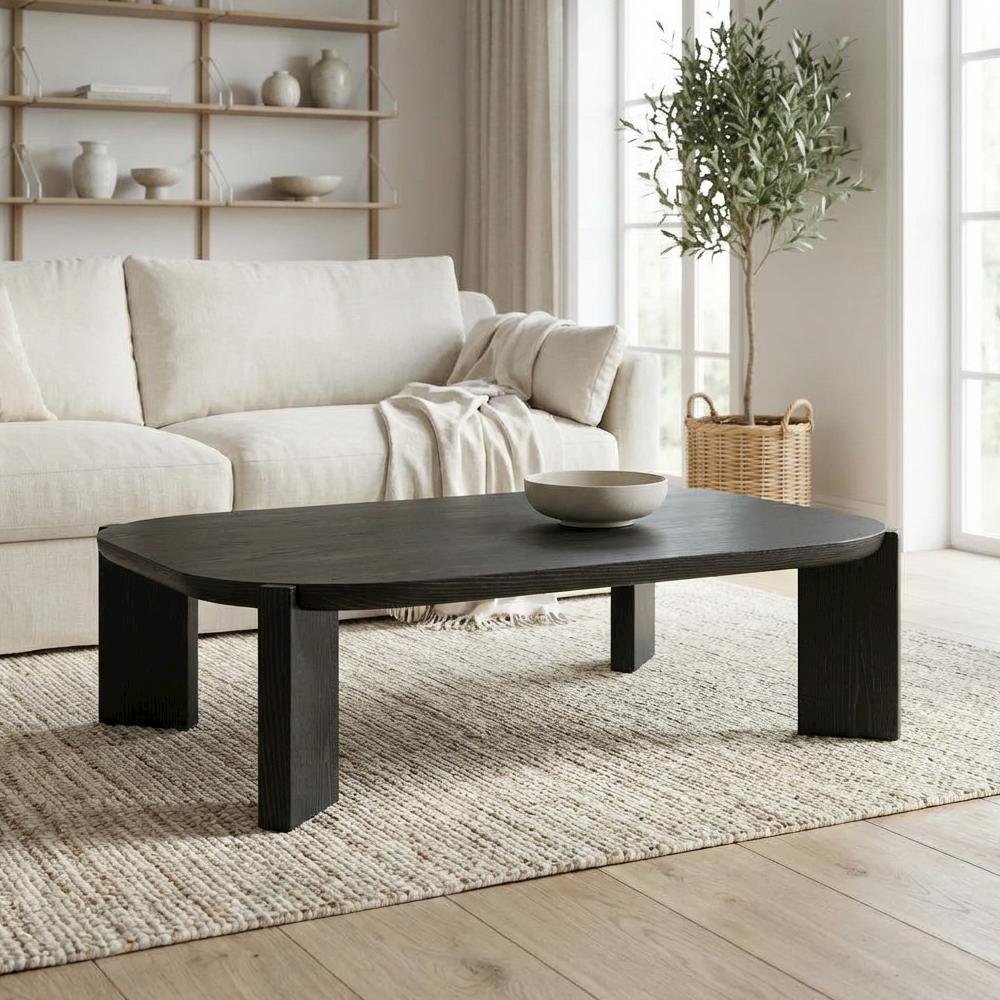 Brown Square Coffee Table with Solid and Manufactured Wood Top Durable Design