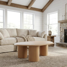 Veneer Coffee Table with Solid and Manufactured Wood Construction Oak Finish