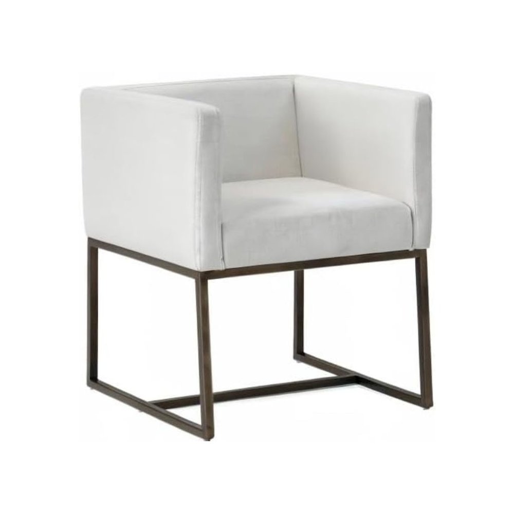 Off White Antique Dining Armchair With Low Back And Modern Design
