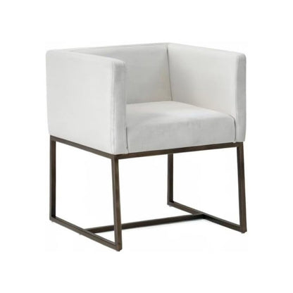 Off White Antique Dining Armchair With Low Back And Modern Design