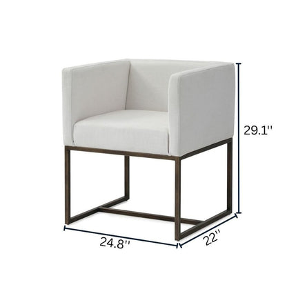 Off White Antique Dining Armchair With Low Back And Modern Design