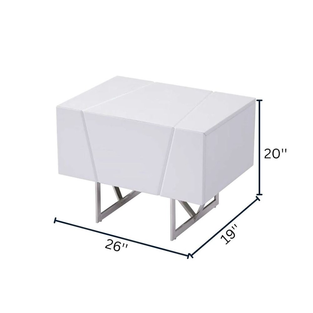 Modern Nightstand With Drawer, White Bedroom Nightstand On Steel Legs
