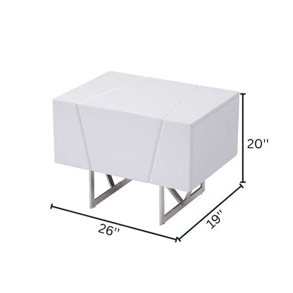 Modern Nightstand With Drawer, White Bedroom Nightstand On Steel Legs