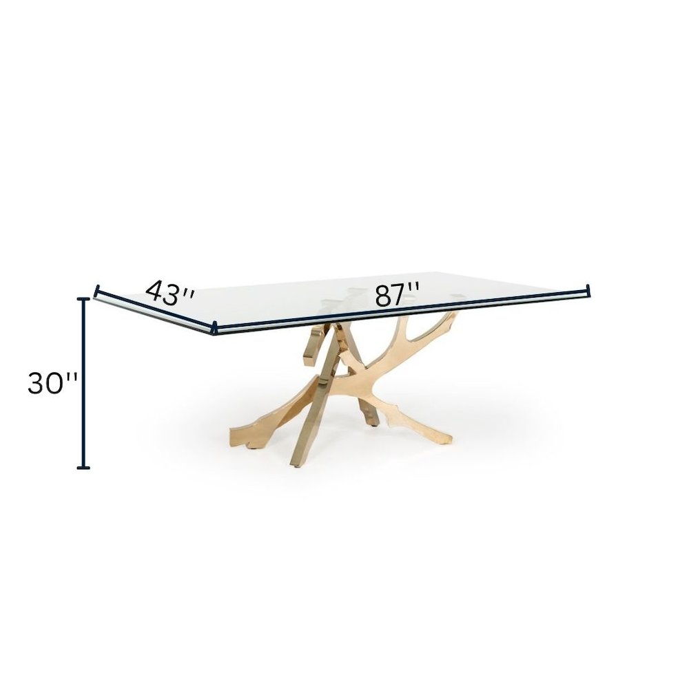 Glass Kitchen Table With Gold Base, Modern Dining Room Table For 6 People
