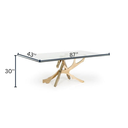 Glass Kitchen Table With Gold Base, Modern Dining Room Table For 6 People