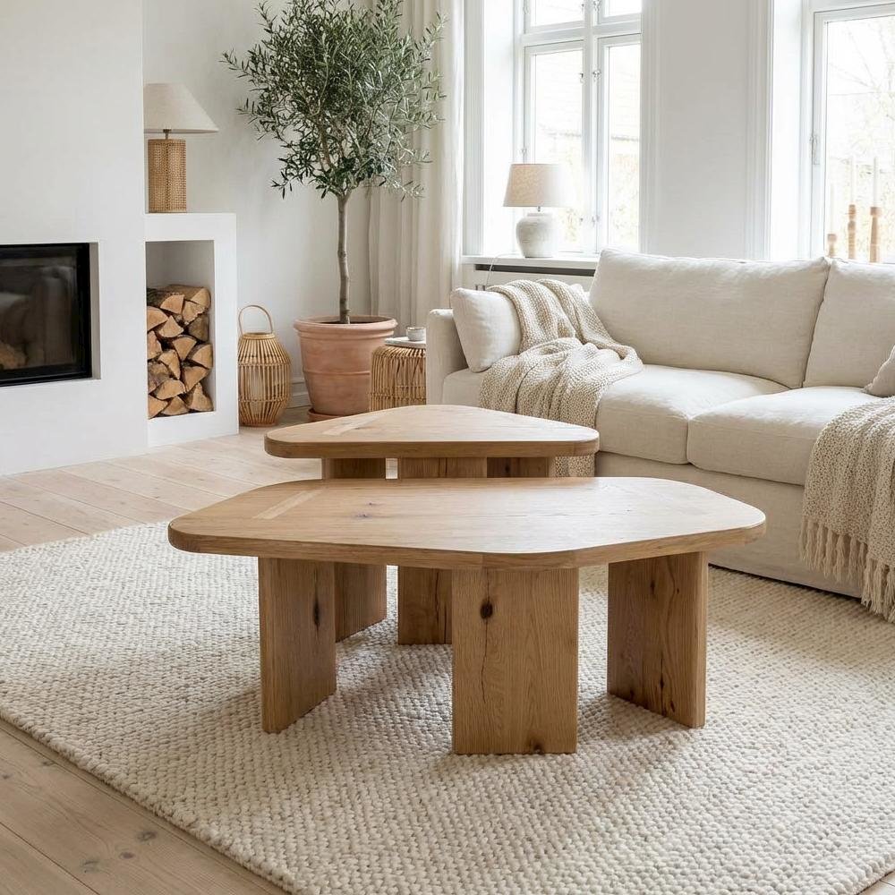 Brown Solid Wood Coffee Table with Modern Design and Sturdy Construction