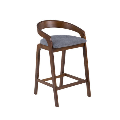Modrest Vougler - Modern Grey Fabric + Walnut Counter Chair (Set of 2)