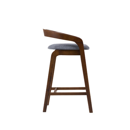 Modrest Vougler - Modern Grey Fabric + Walnut Counter Chair (Set of 2)