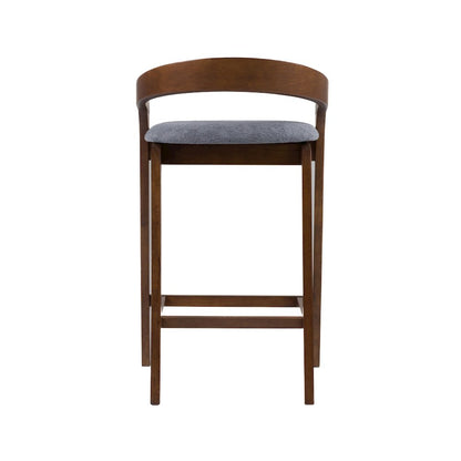 Modrest Vougler - Modern Grey Fabric + Walnut Counter Chair (Set of 2)
