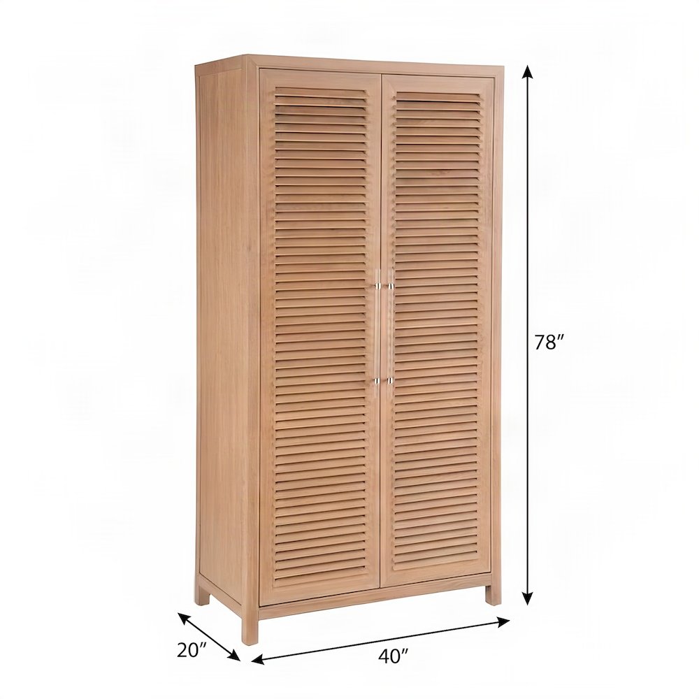 Utility Storage Cabinet with Louvered Doors and Felt-Lined Drawers, Sand Dune