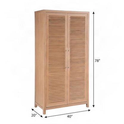 Utility Storage Cabinet with Louvered Doors and Felt-Lined Drawers, Sand Dune
