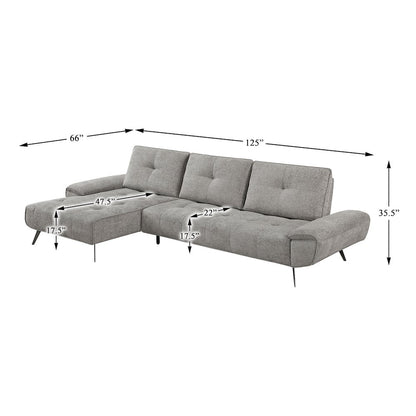 Dominic Chenille 2-Piece Sectional with Left Chaise in Dove Gray