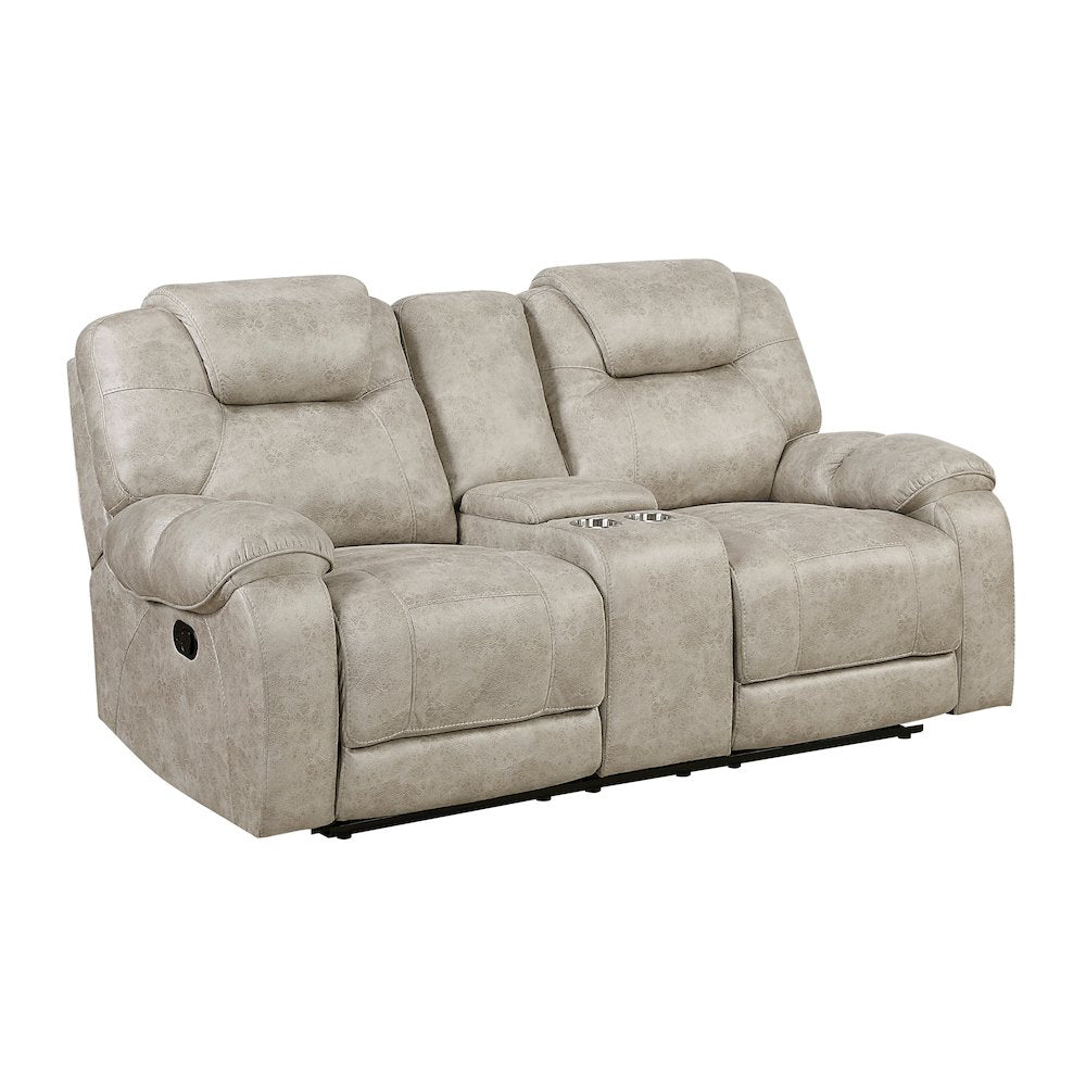 Gainesville Microfiber 2pc Set: Sofa, Love in Pewter