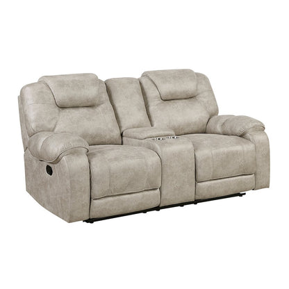 Gainesville Microfiber 2pc Set: Sofa, Love in Pewter