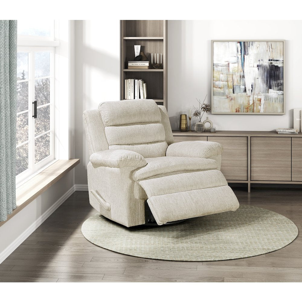Oxford Microfiber Swivel Glider Reclining Chair in Beige