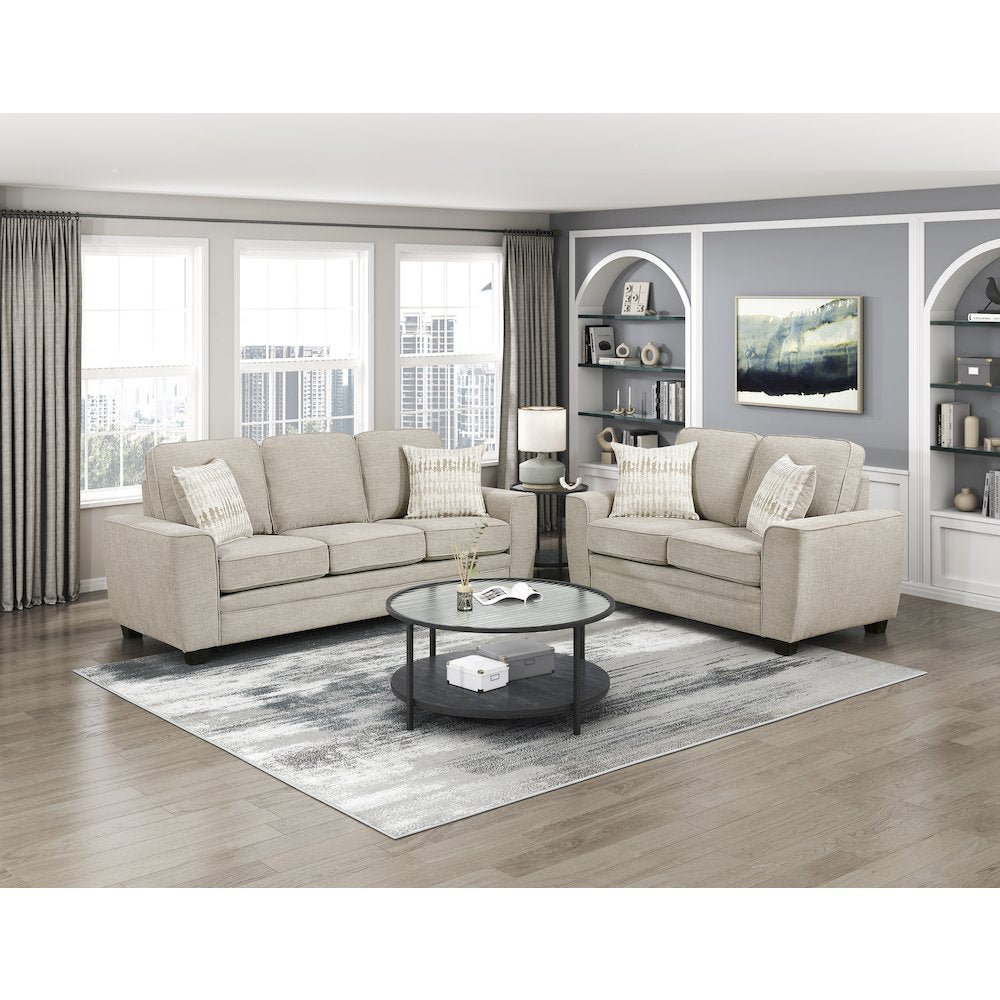 Zander Chenille 2pc Set: Sofa, Love in Taupe