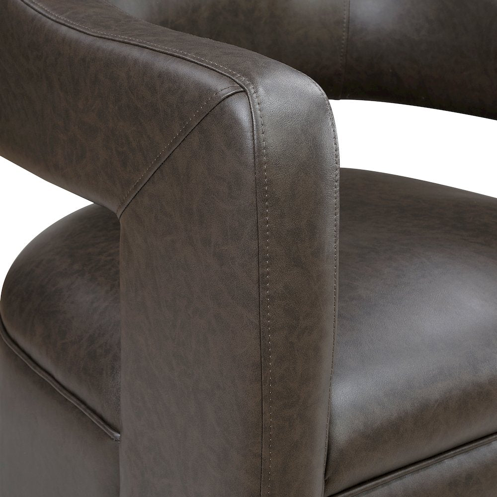 Sawyer Faux Leather Swivel Chair in Dark Coffee