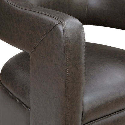 Sawyer Faux Leather Swivel Chair in Dark Coffee