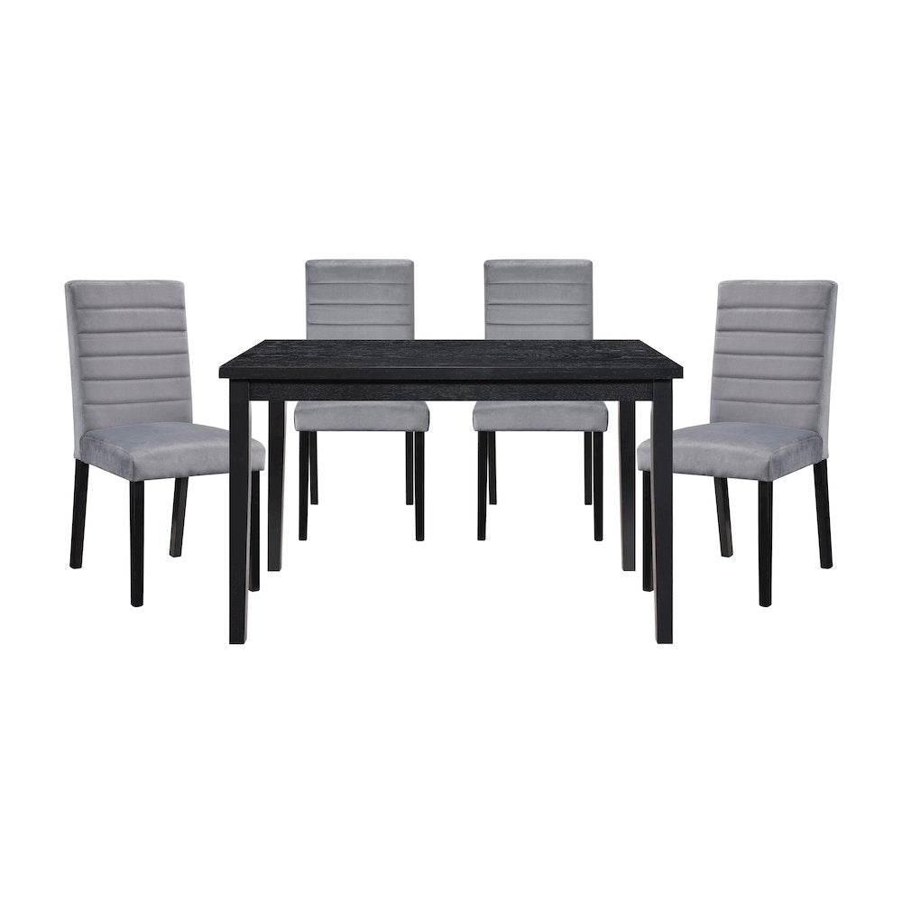 Andreas Asian Hardwood 5-Piece Dining Set in Black