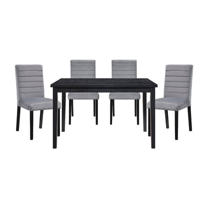 Andreas Asian Hardwood 5-Piece Dining Set in Black