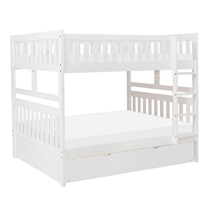 Galen Pine Full Over Full Bunk Bed with Trundle Bed in White