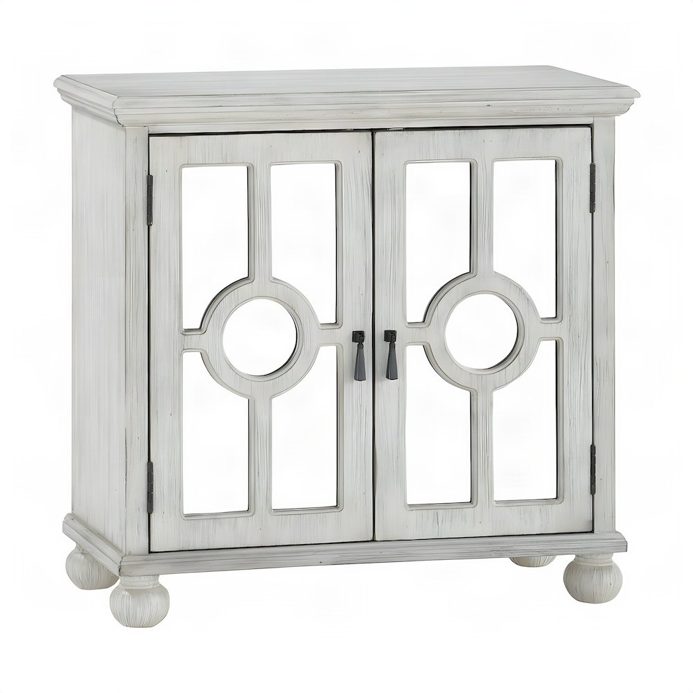 Poppy Asian Hardwood Accent Chest, Small Storage Cabinet, Antique White