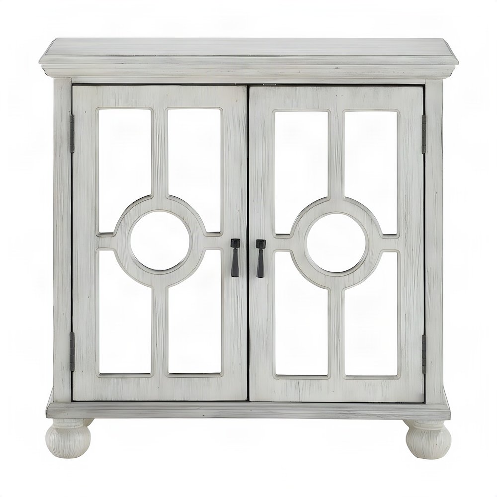 Poppy Asian Hardwood Accent Chest, Small Storage Cabinet, Antique White