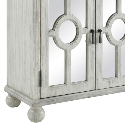 Poppy Asian Hardwood Accent Chest, Small Storage Cabinet, Antique White