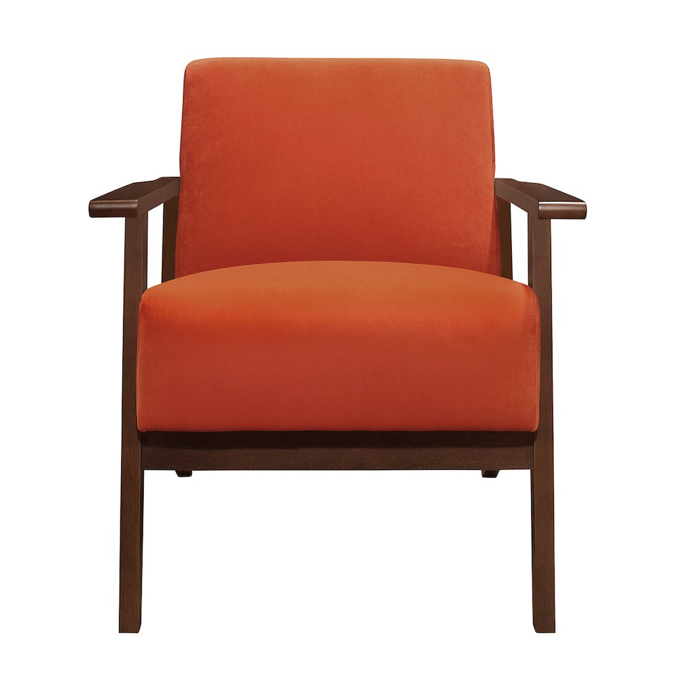 Lexicon August Velvet Fabric Accent Chair in Orange