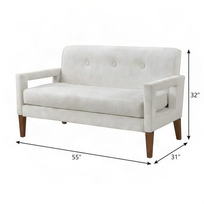 Belfort Chenille Upholstered Loveseat Sofa, Small Love Seat Couch, Beige
