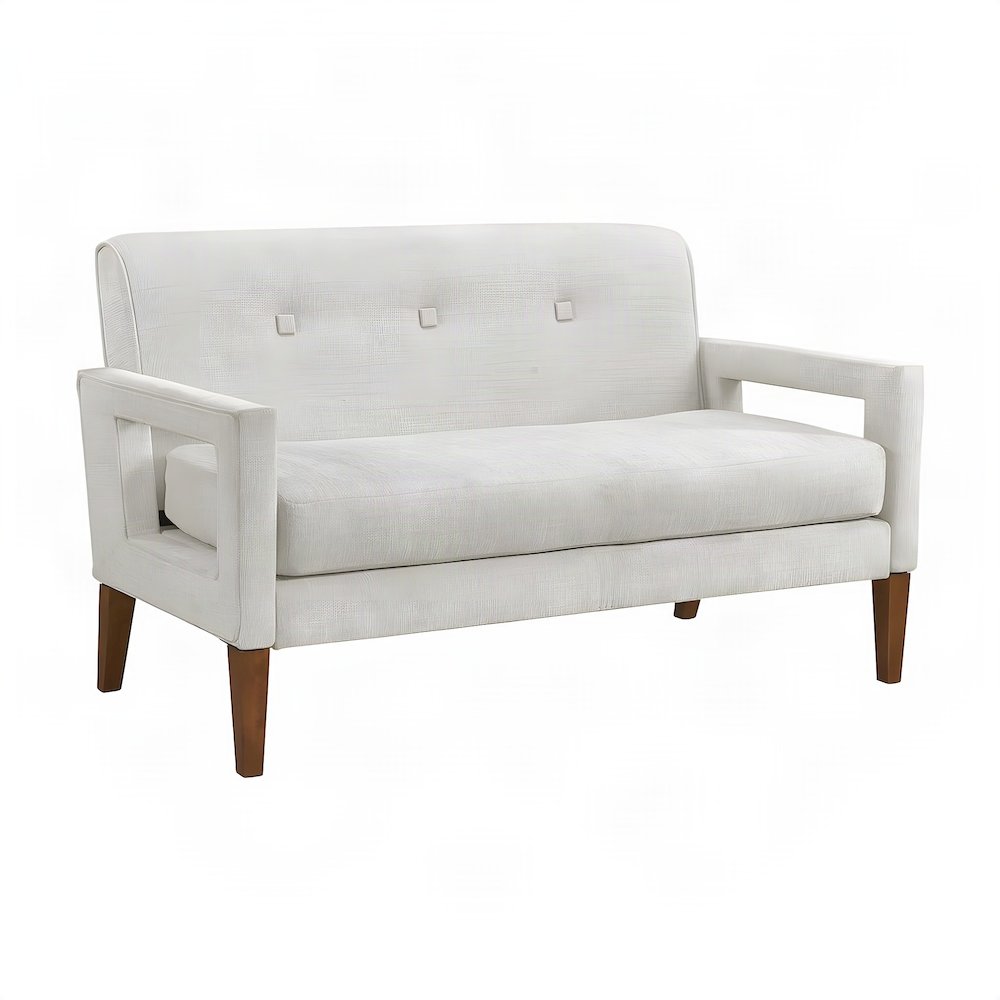 Belfort Chenille Upholstered Loveseat Sofa, Small Love Seat Couch, Beige