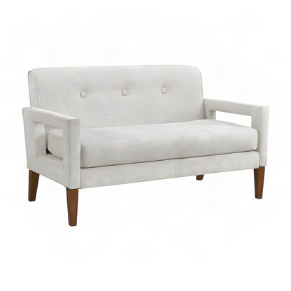 Belfort Chenille Upholstered Loveseat Sofa, Small Love Seat Couch, Beige