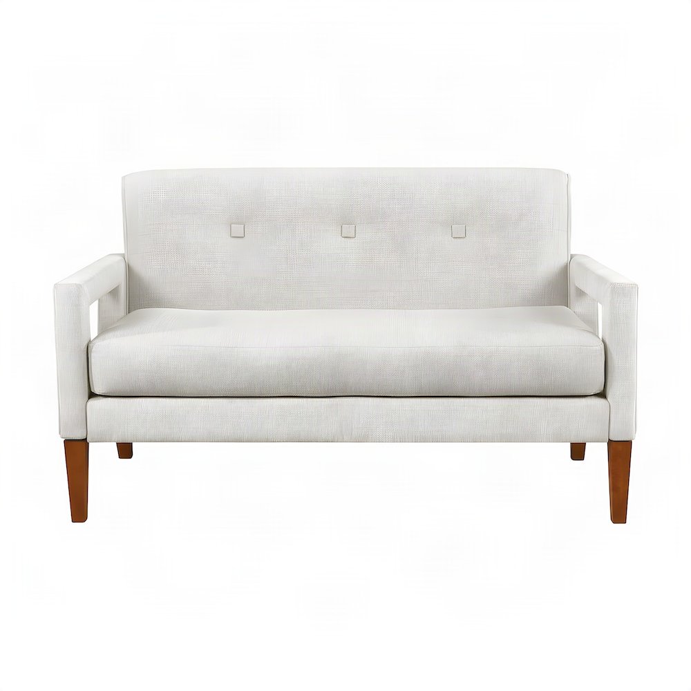 Belfort Chenille Upholstered Loveseat Sofa, Small Love Seat Couch, Beige