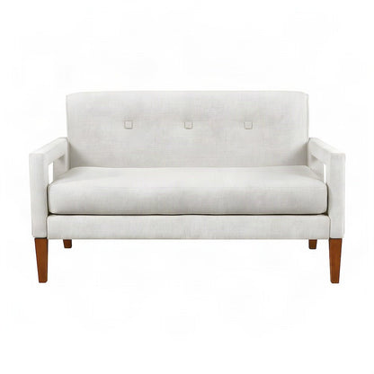 Belfort Chenille Upholstered Loveseat Sofa, Small Love Seat Couch, Beige