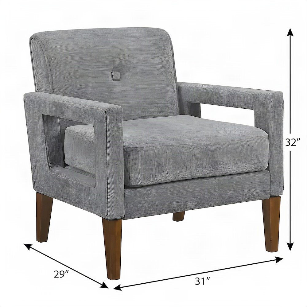 Chenille Upholstered Accent Armchair, Gray