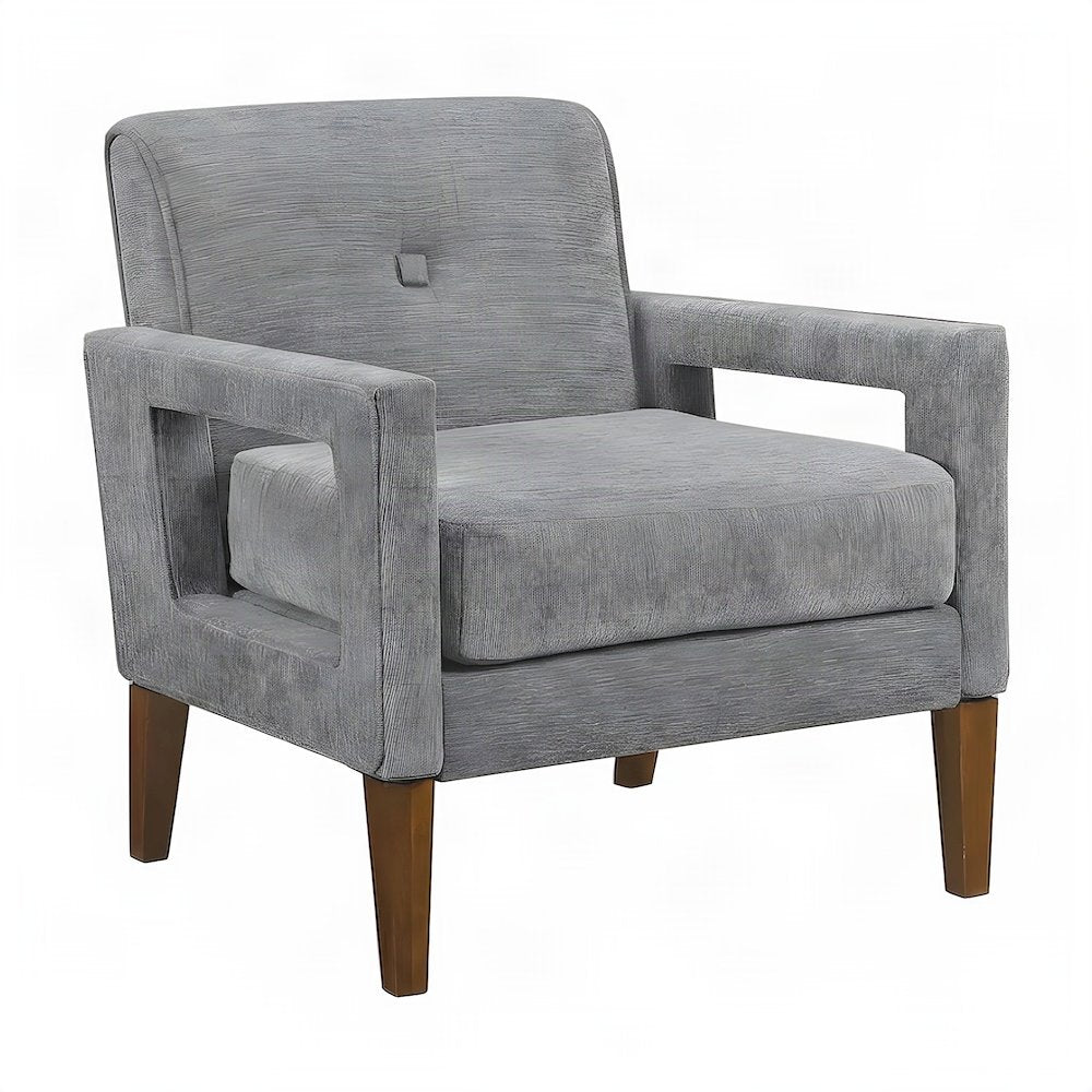 Chenille Upholstered Accent Armchair, Gray