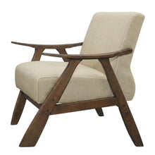 Damala Textured Fabric Upholstered Accent Chair with Arms, Light Brown