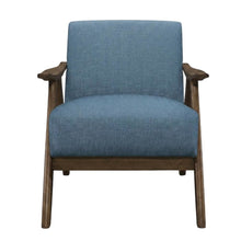 Damala Textured Fabric Upholstered Accent Chair, Mid Century Modern, Blue