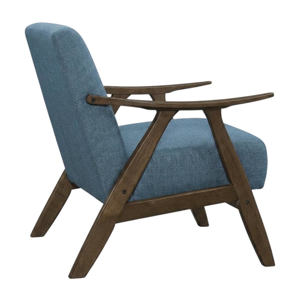 Damala Textured Fabric Upholstered Accent Chair, Mid Century Modern, Blue